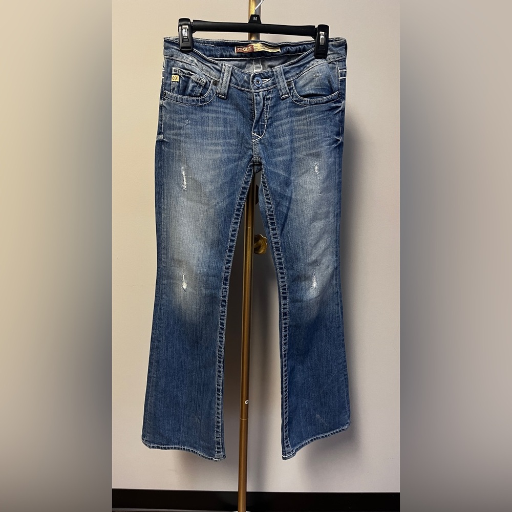 Big Star womens Ultra- Low Rise bootcut washed jeans